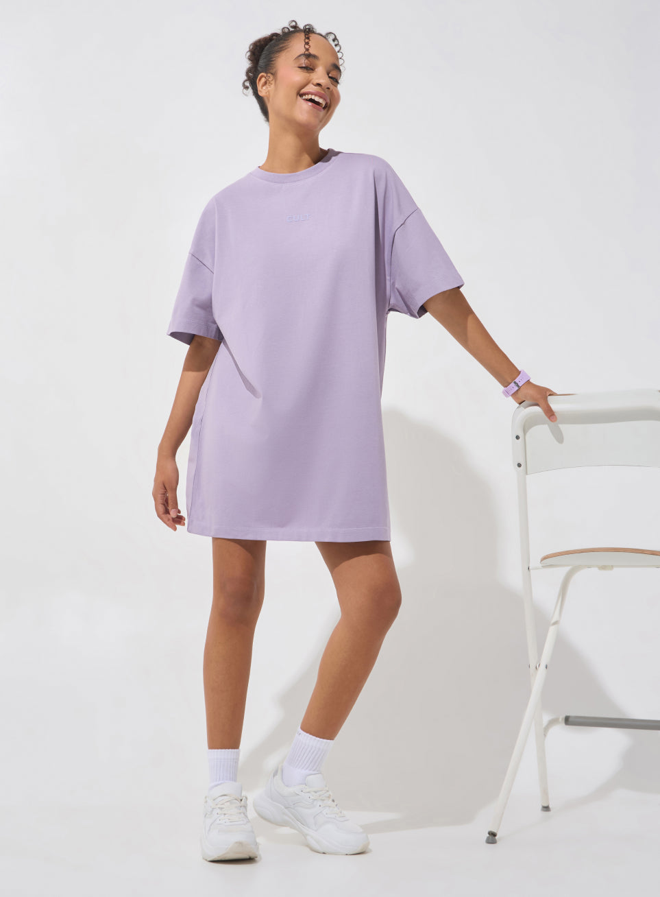 Women's Purple Soft Form Oversized T-shirt Dress