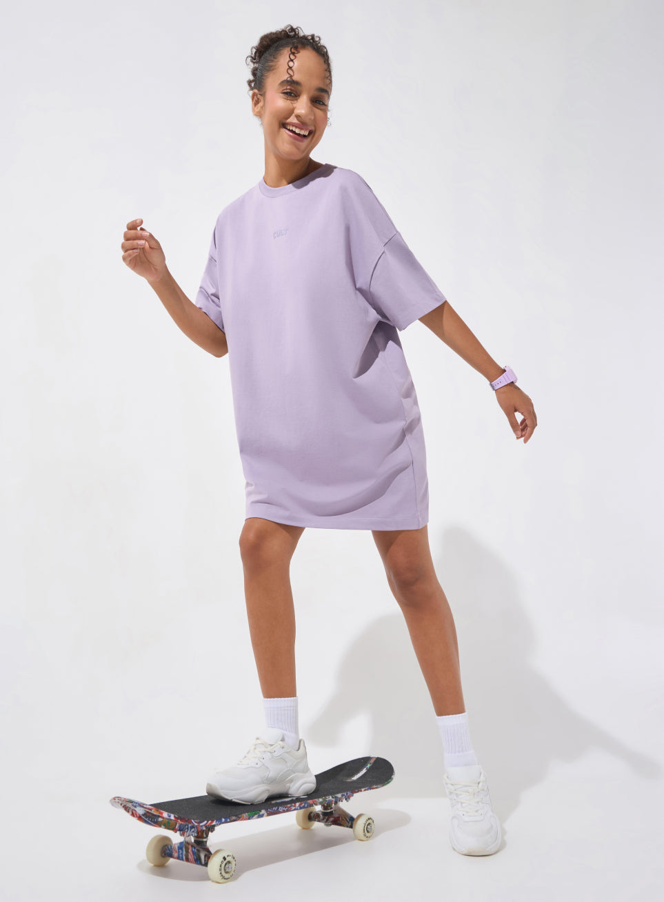 Women's Purple Soft Form Oversized T-shirt Dress
