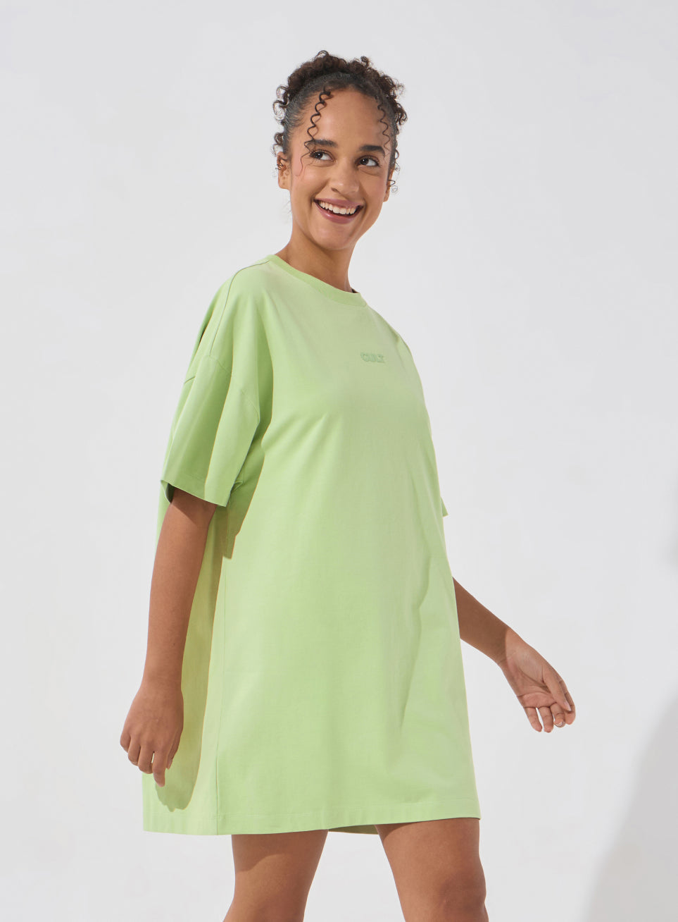 Women's Lime Soft Form Oversized T-shirt Dress