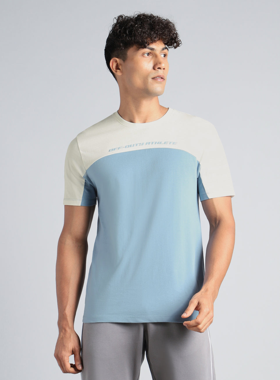 Men's Blue Offbeat Coloblock T-shirt