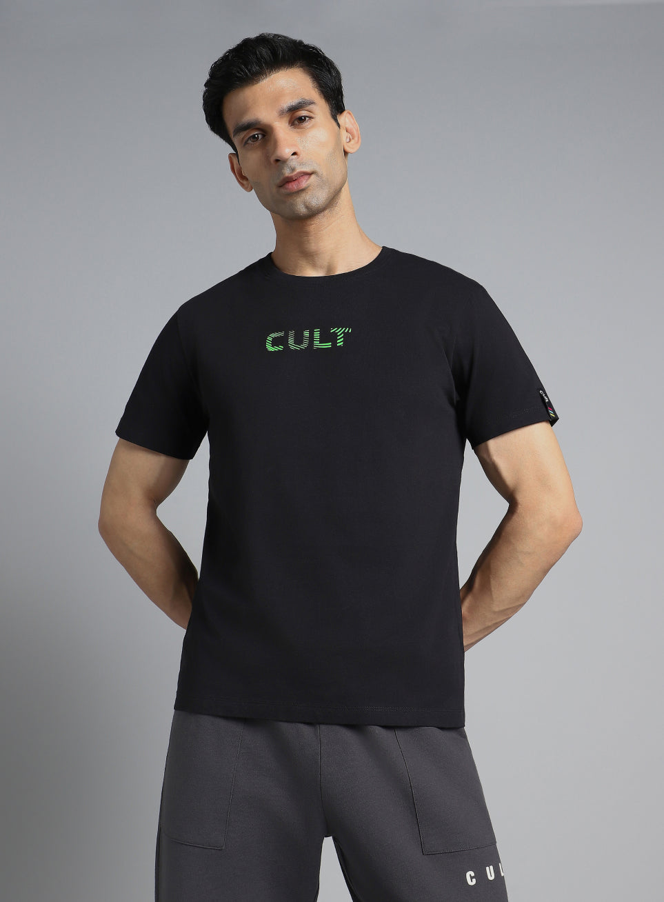 Men's Black Cult Branding Printed T-shirt
