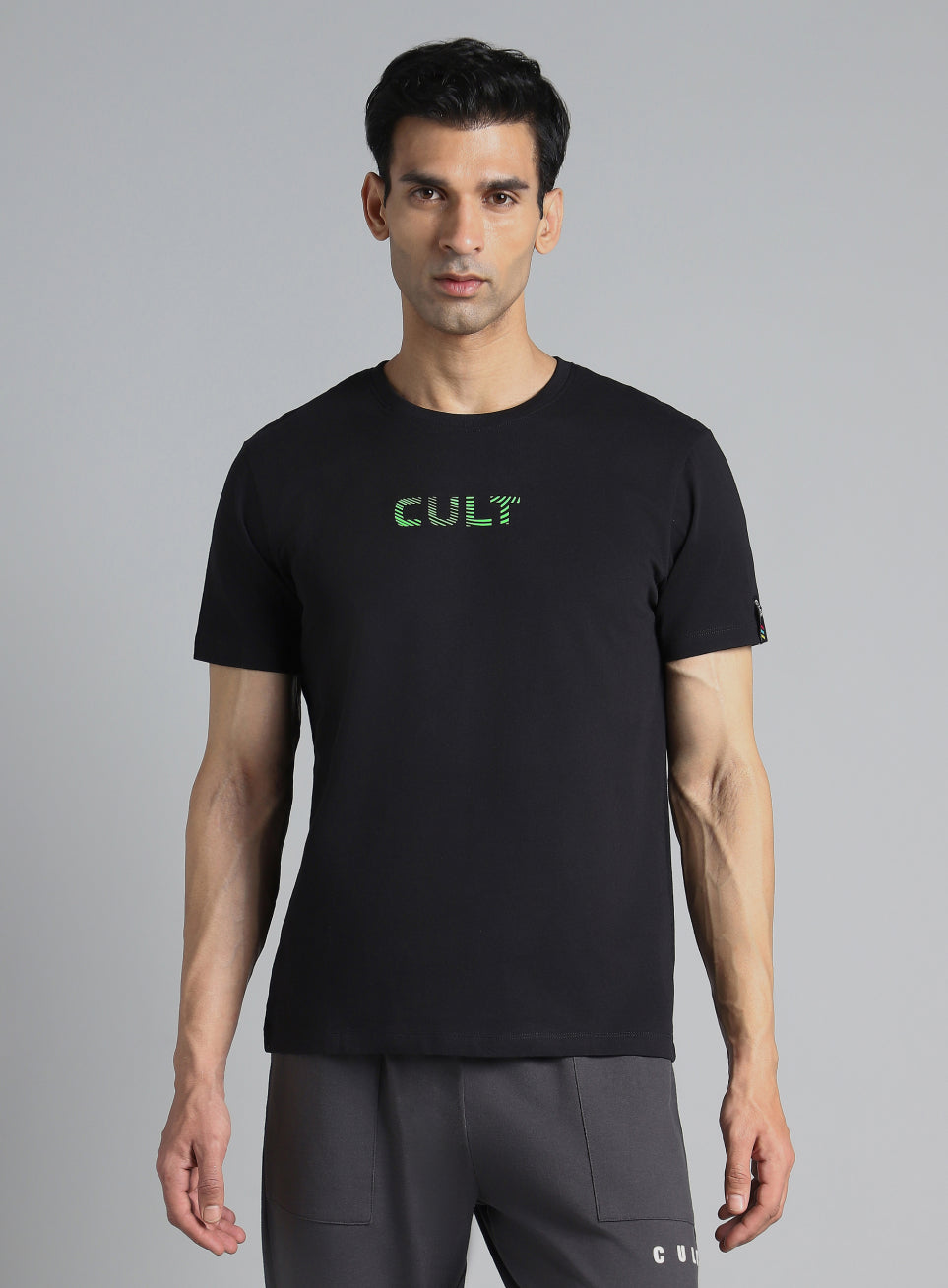 Men's Black Cult Branding Printed T-shirt
