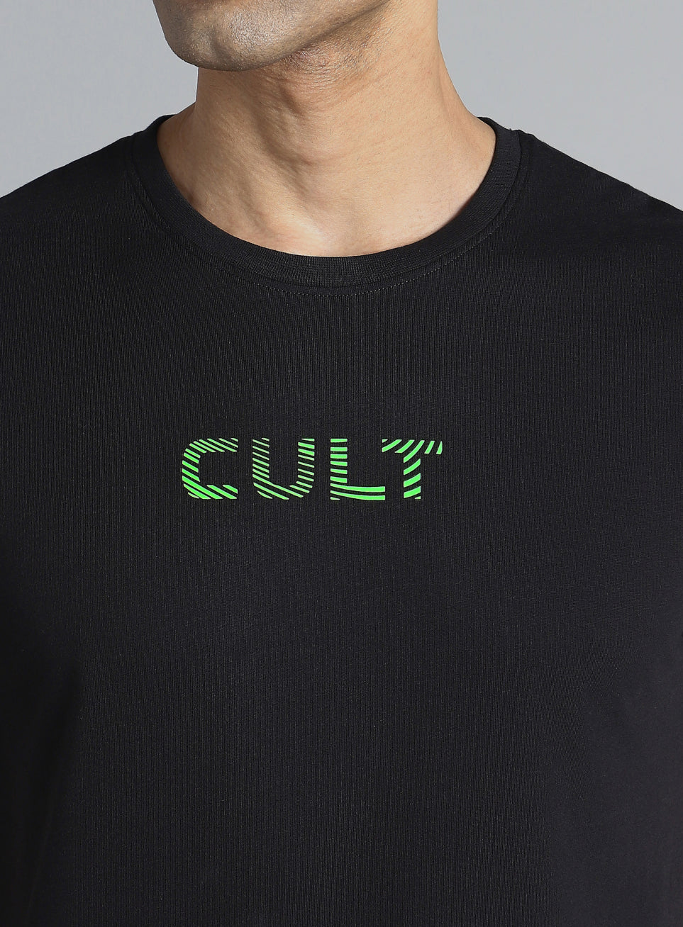 Men's Black Cult Branding Printed T-shirt