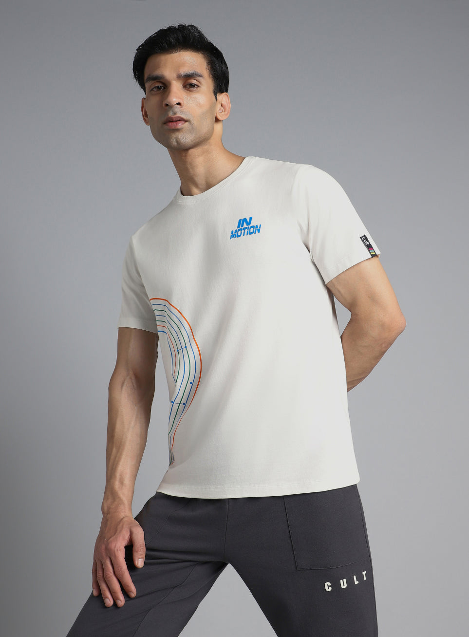 Men's White In Motion Graphic T-shirt