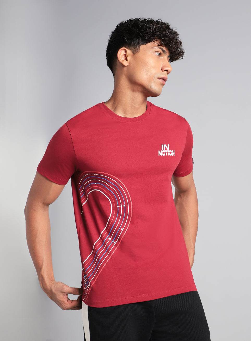 Men's Maroon In Motion Graphic T-shirt