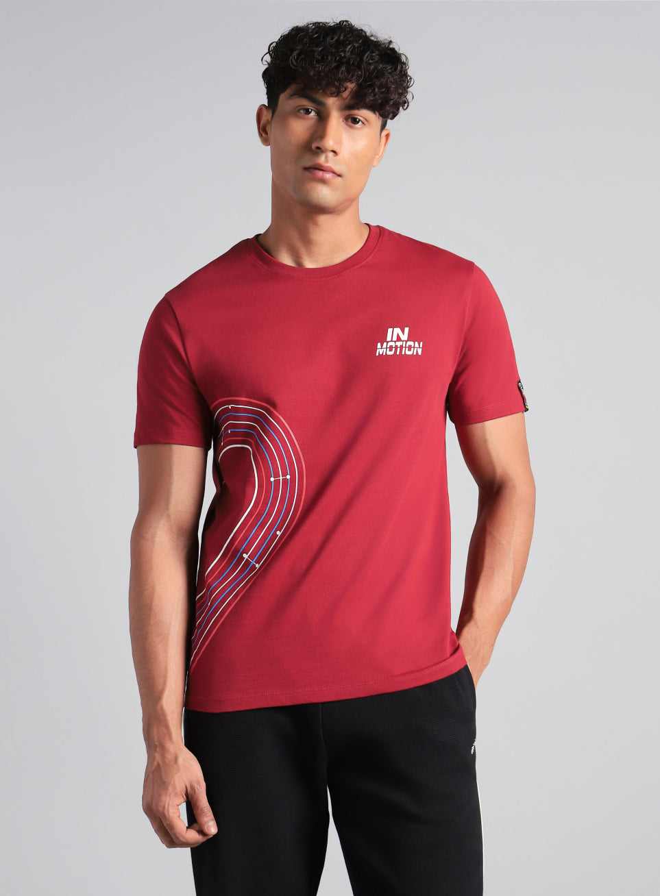 Men's Maroon In Motion Graphic T-shirt