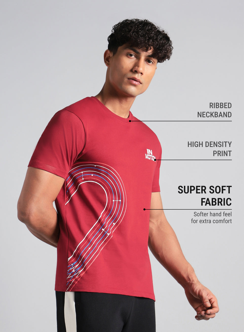 Men's Maroon In Motion Graphic T-shirt