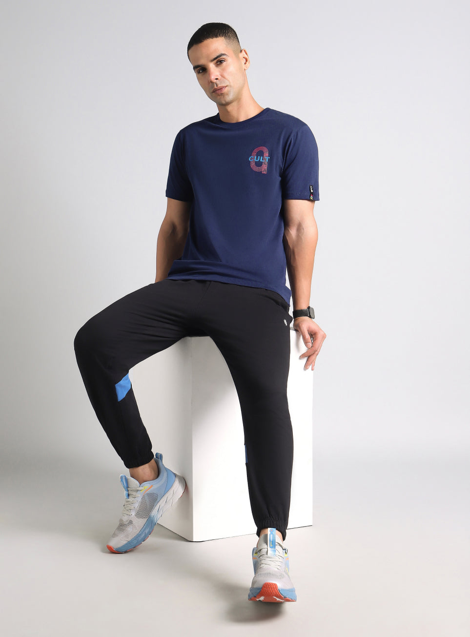 Men's Navy Sporty Racertrack T-Shirt