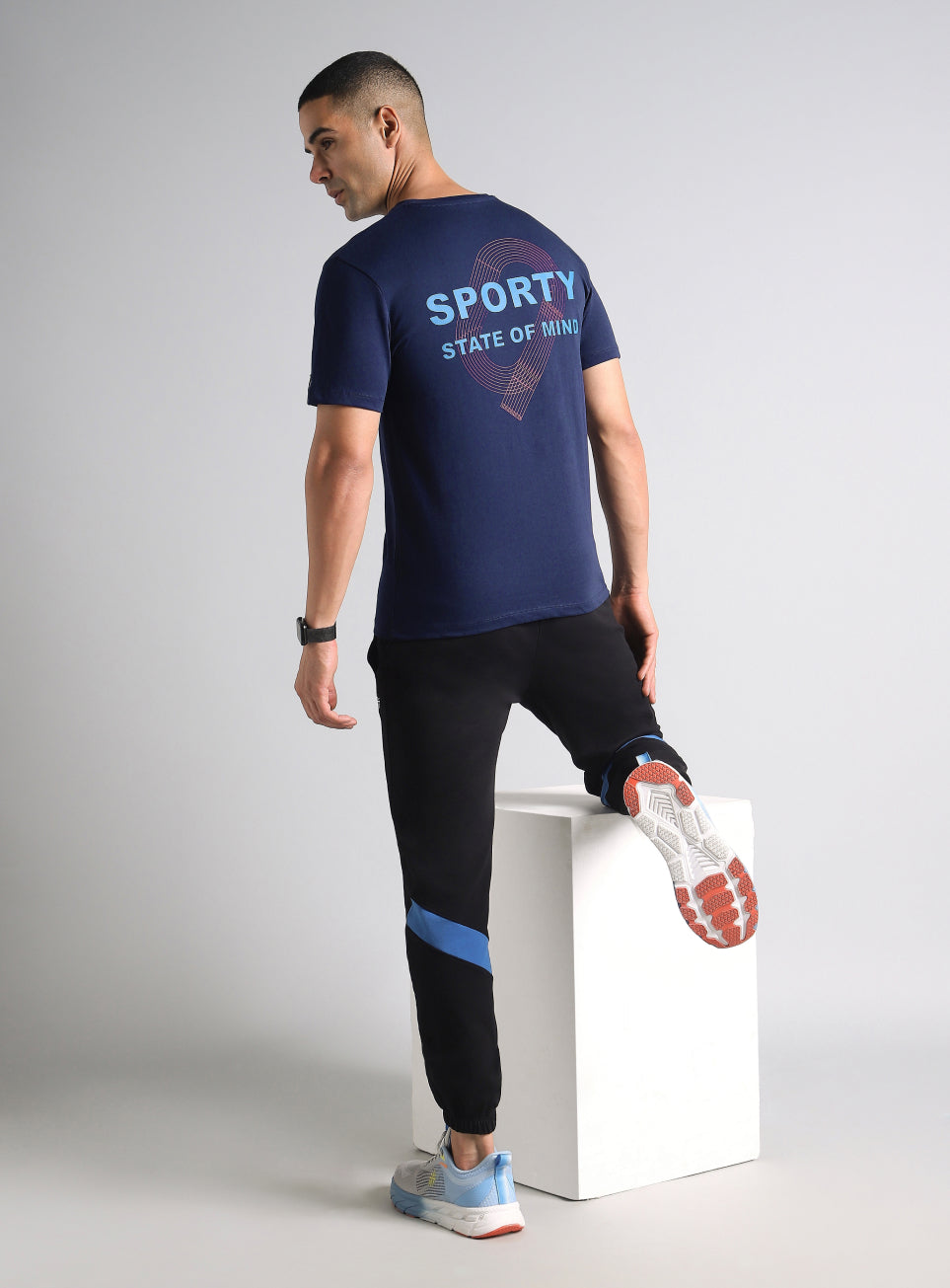 Men's Navy Sporty Racertrack T-Shirt
