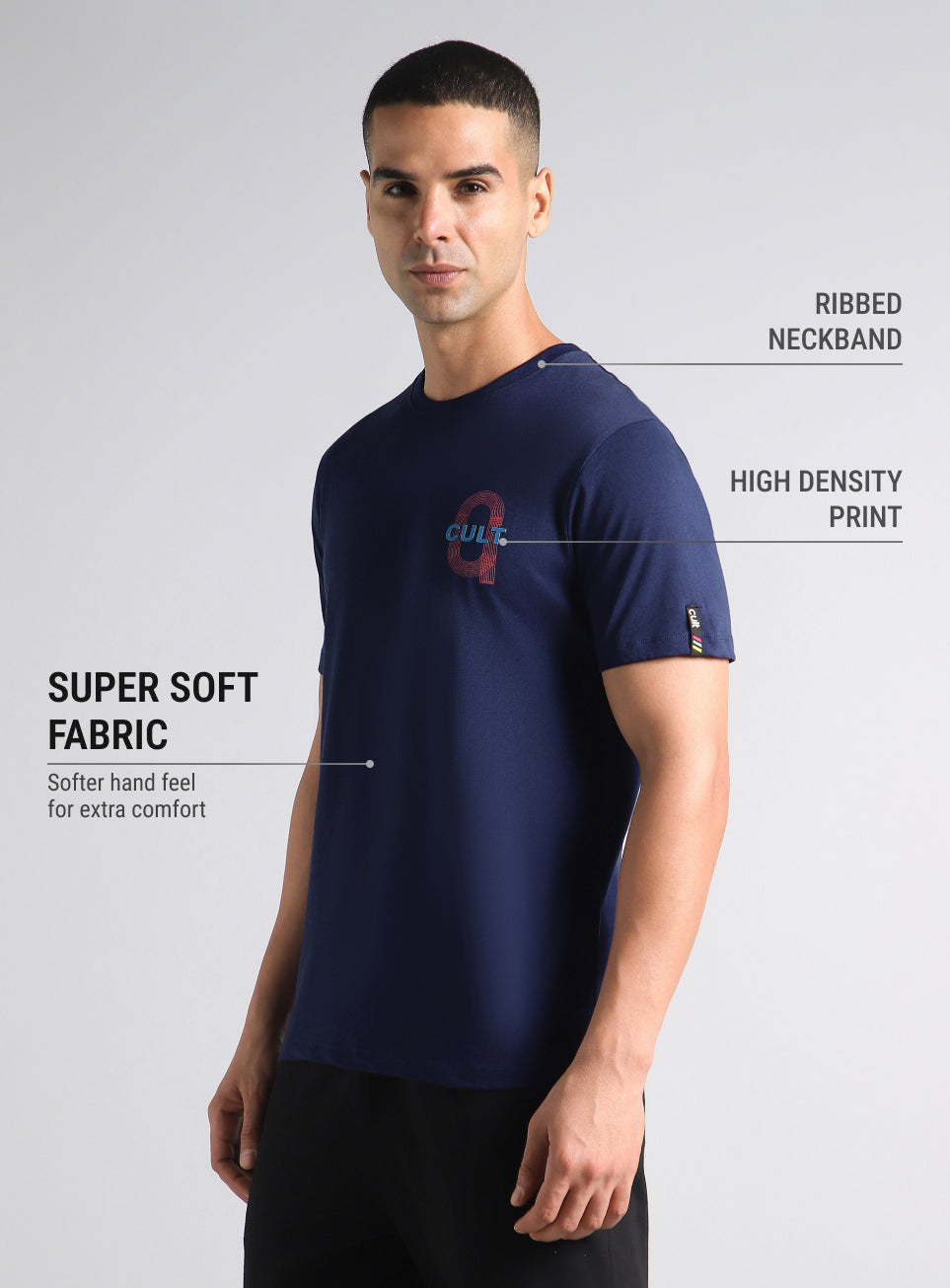 Men's Navy Sporty Racertrack T-Shirt