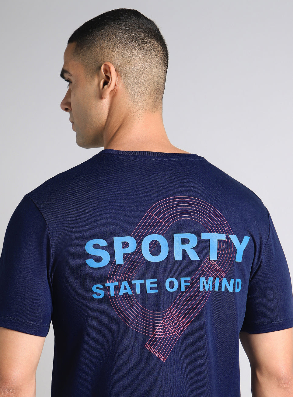 Men's Navy Sporty Racertrack T-Shirt