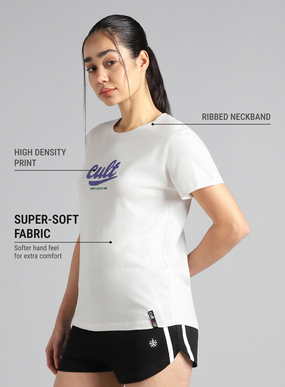 Women's Off White Sporty Graphic T-shirt
