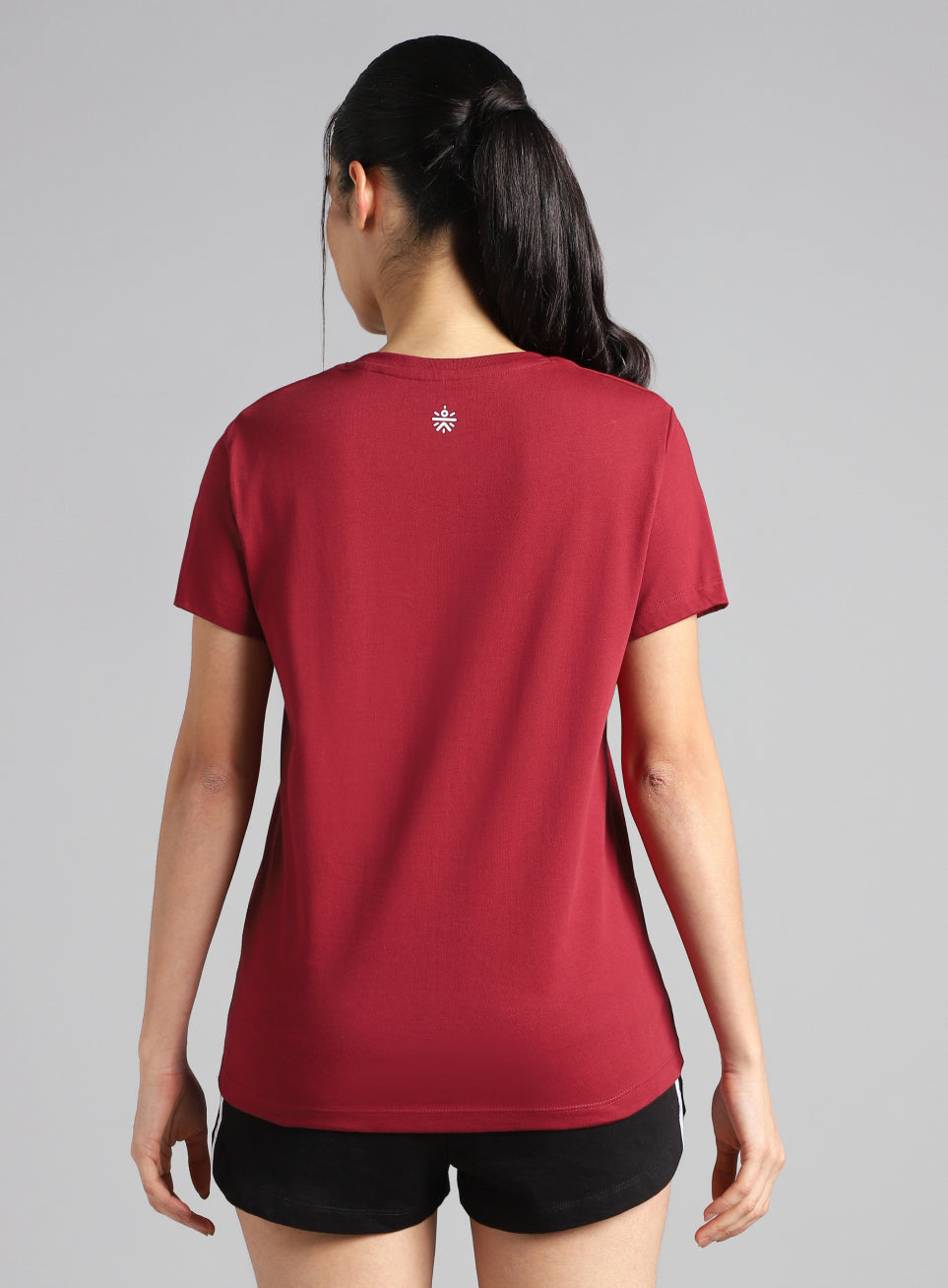 Women's Maroon Sporty Graphic T-shirt