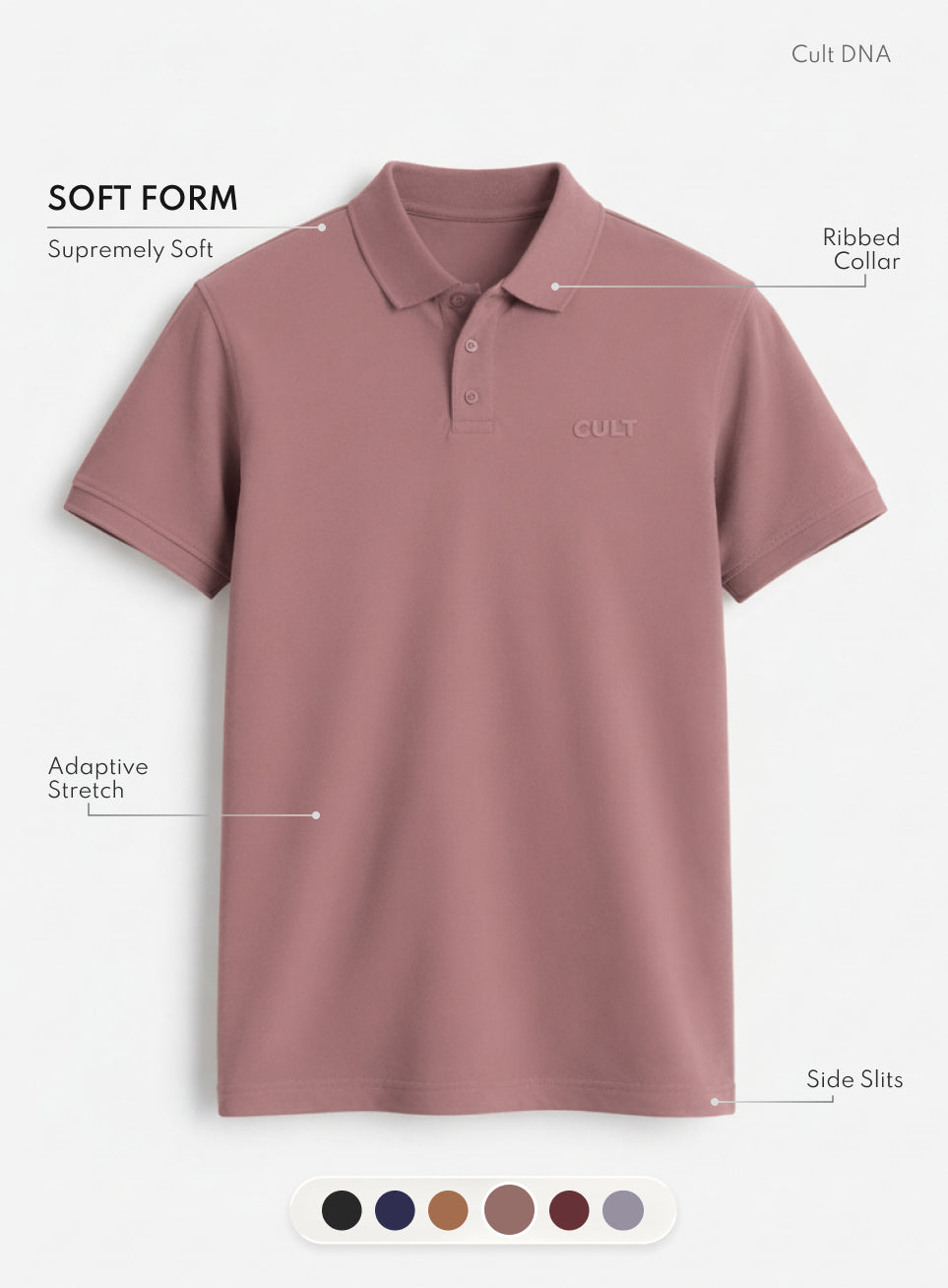 Men's Brown Soft Form Classic Polo T-shirt