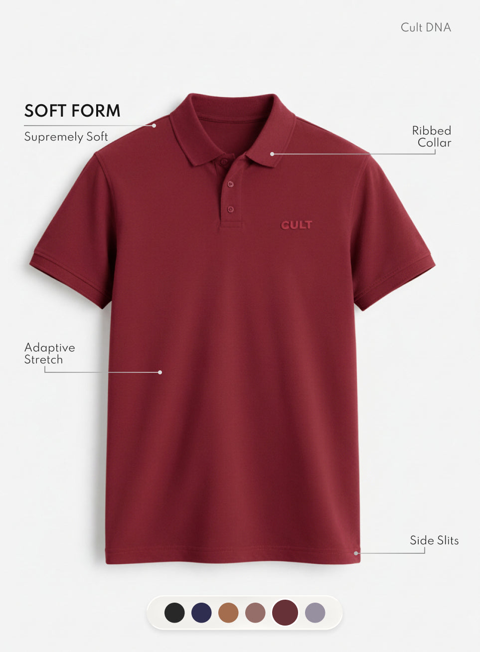 Men's Maroon Soft Form Classic Polo T-shirt