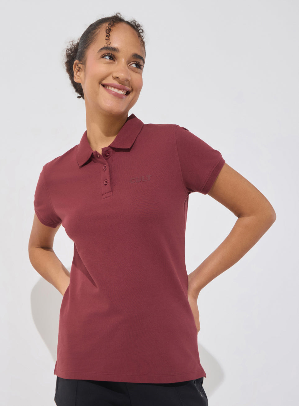 Women's Maroon Soft Form Classic Polo T-shirt
