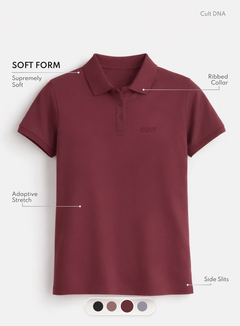 Women's Maroon Soft Form Classic Polo T-shirt