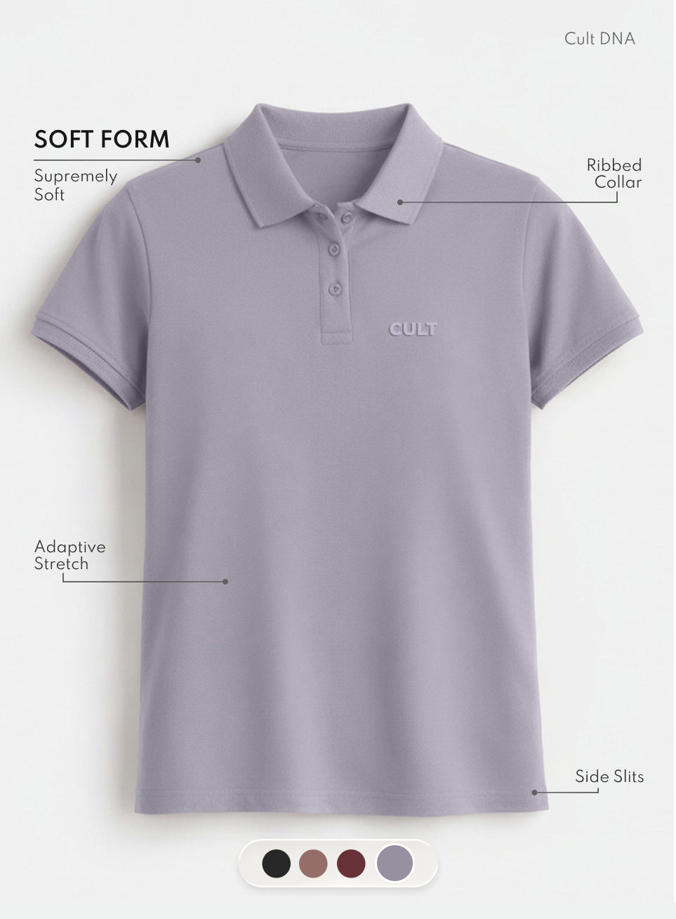 Women's Purple Soft Form Classic Polo T-shirt