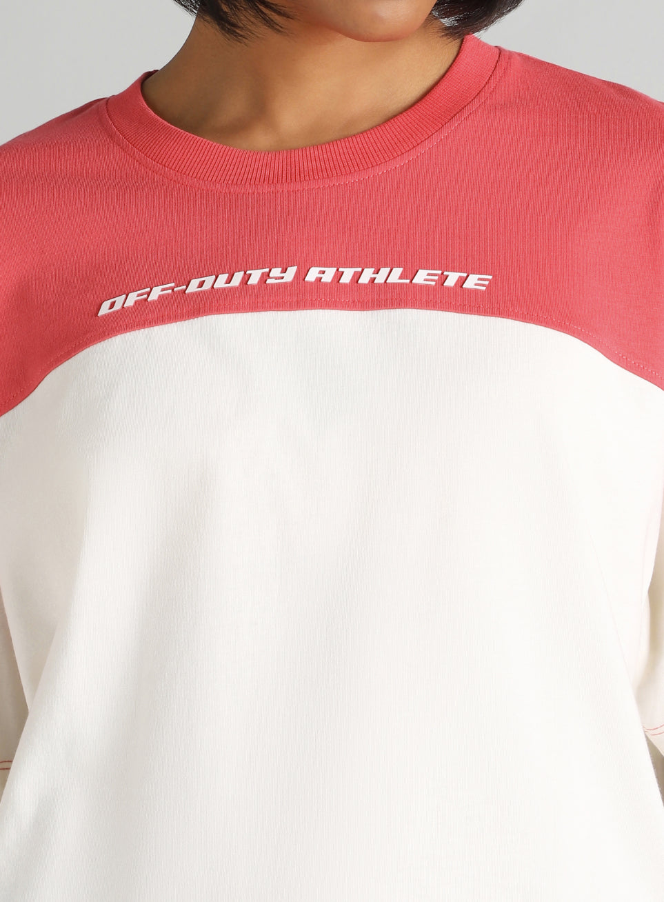 Women's Off White Offbeat Colorblock Oversized Fit T-Shirt