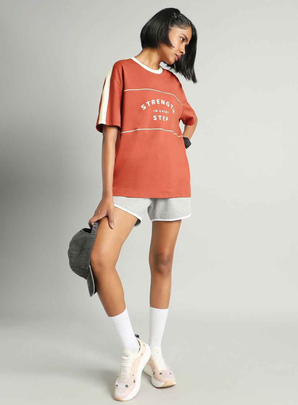 Women's Rust Fun Play Block Graphic Oversized T-shirt