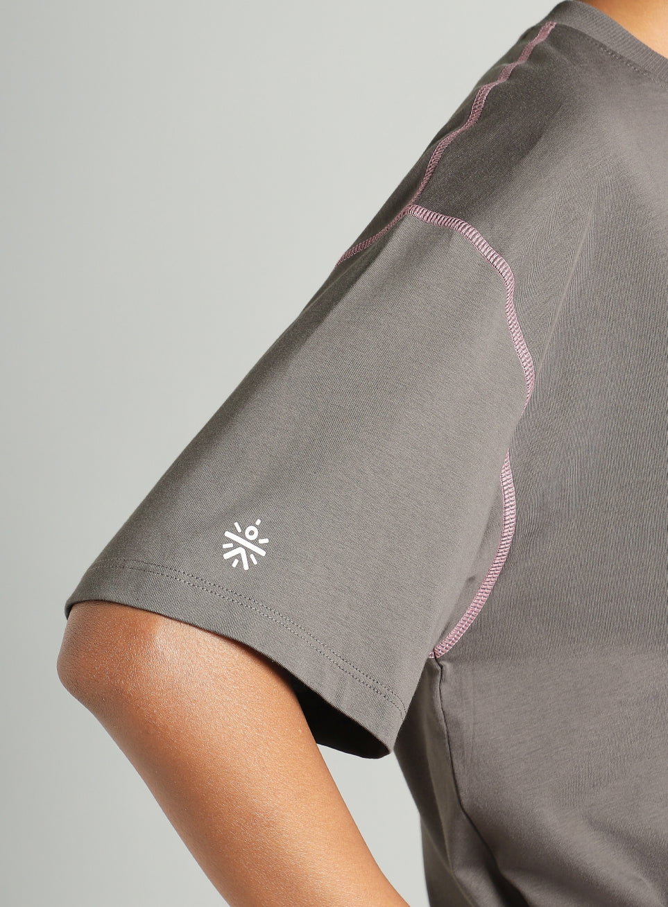 Women's Dark Grey Mini Graphic Oversized Fit T-shirt