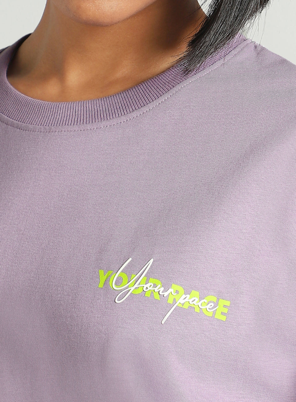 Women's Purple Mini Graphic Oversized Fit T-shirt
