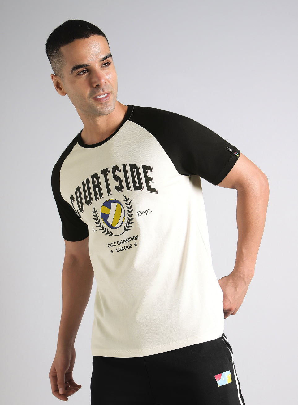 Men's Off White Courtside Sporty Colorblock T-shirt