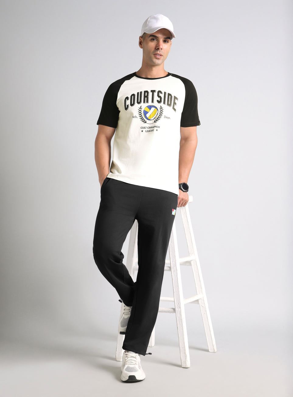 Men's Off White Courtside Sporty Colorblock T-shirt