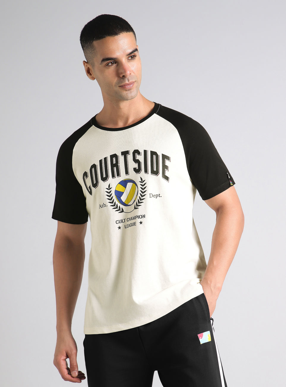 Men's Off White Courtside Sporty Colorblock T-shirt