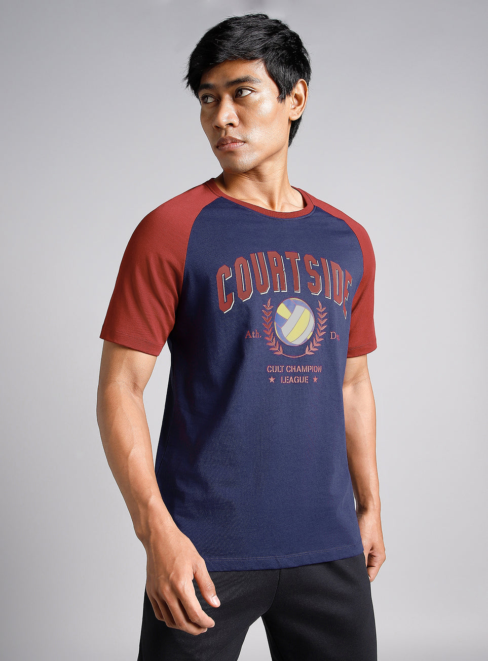 Men's Navy Courtside Sporty Colourblock T-shirt