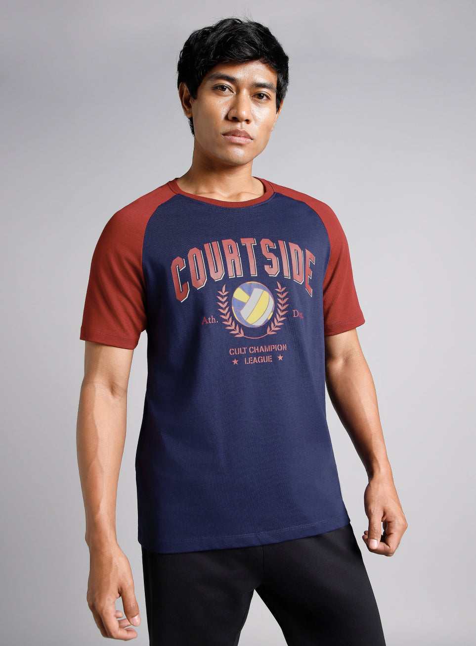 Men's Navy Courtside Sporty Colourblock T-shirt