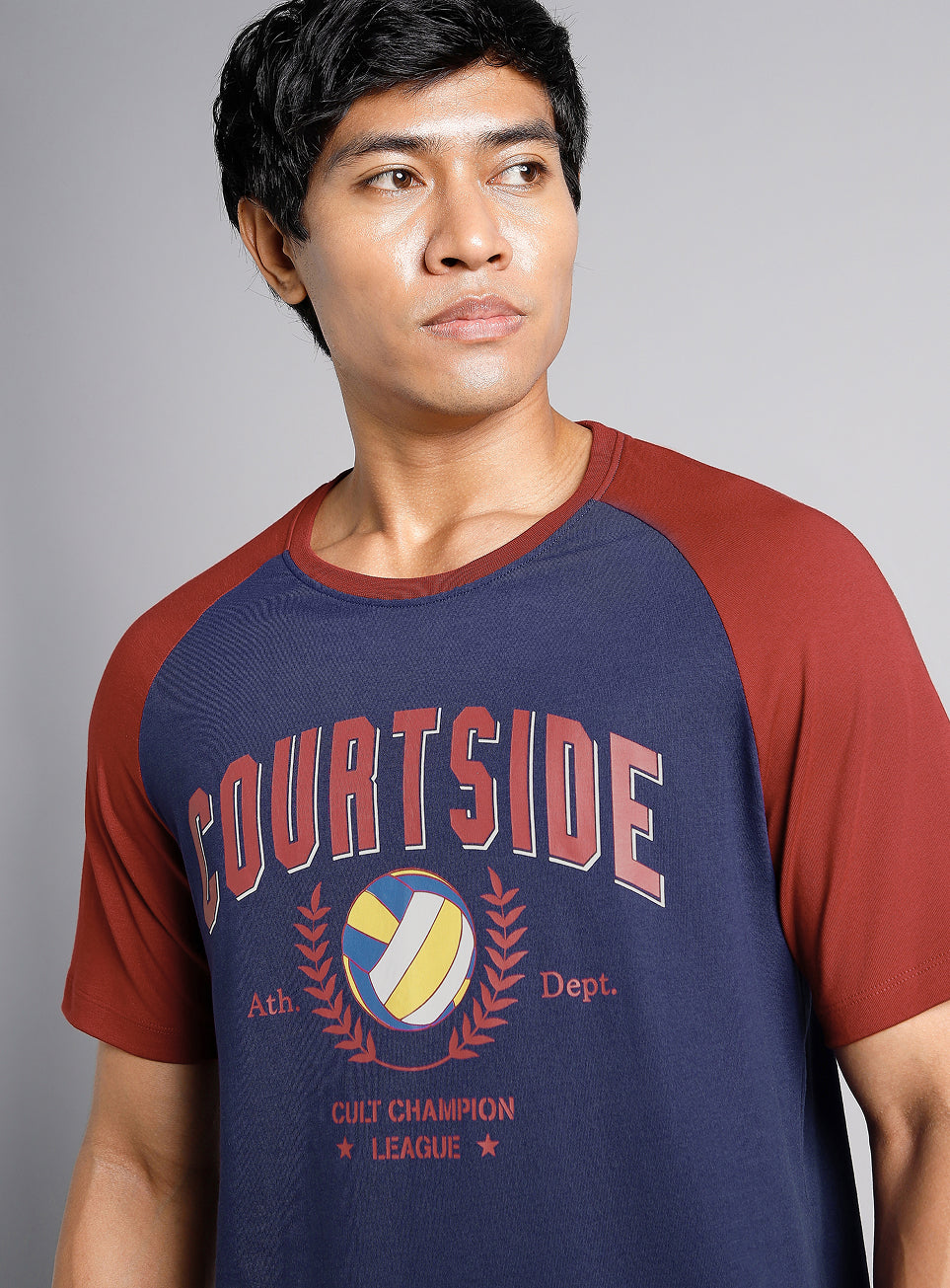 Men's Navy Courtside Sporty Colourblock T-shirt