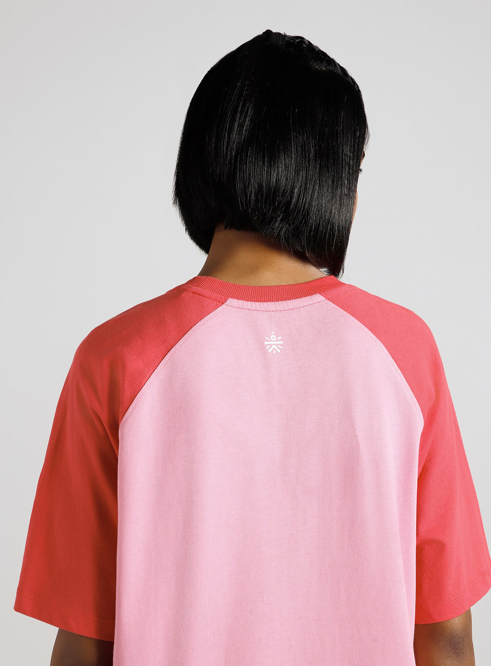 Women's Pink Retro Block Graphic Oversized T-shirt