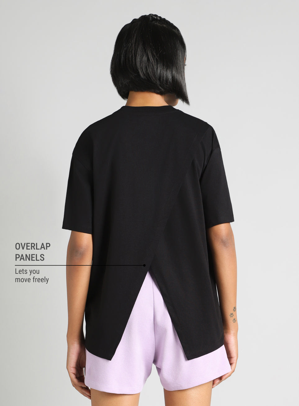 Women's Black Graphic Oversized Fit T-Shirt