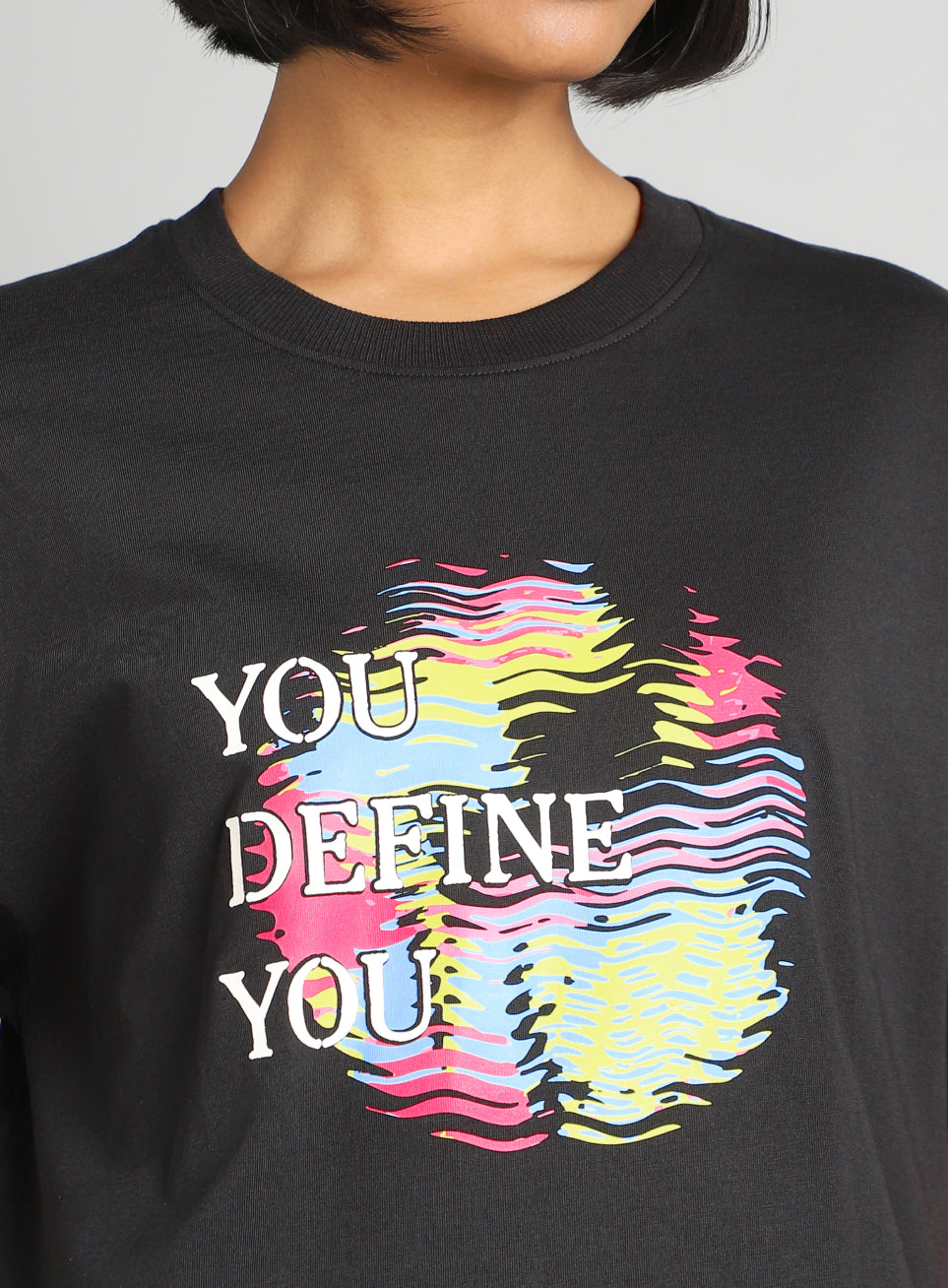 Women's Black Graphic Oversized Fit T-Shirt