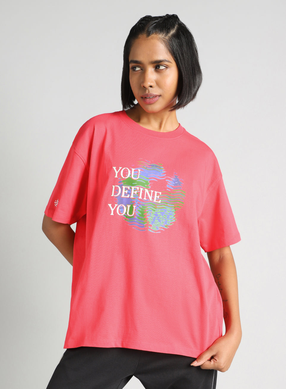 Women's Red Graphic Oversized Fit T-Shirt