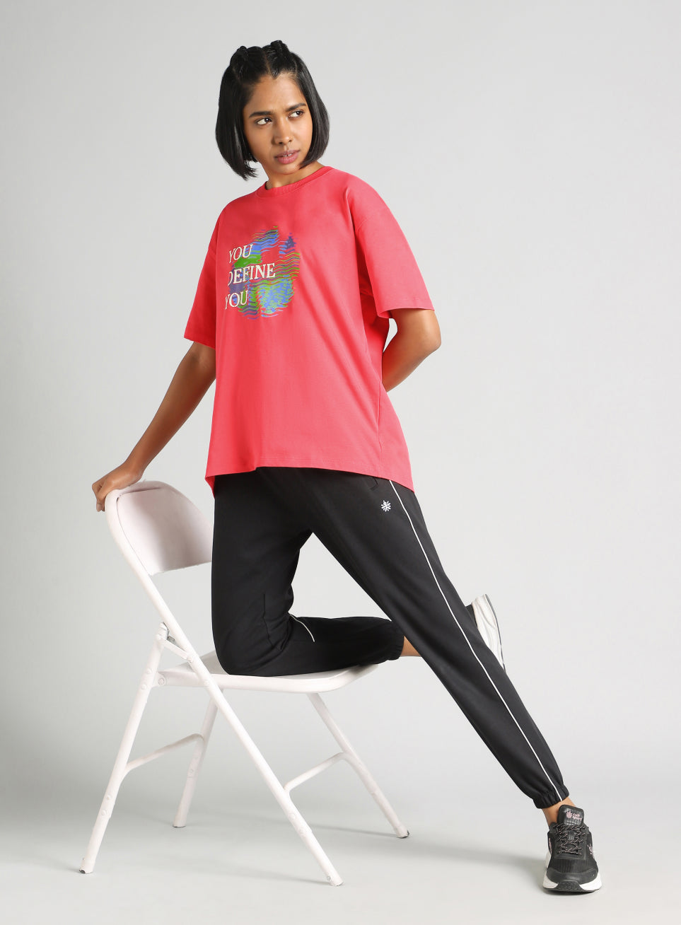 Women's Red Graphic Oversized Fit T-Shirt