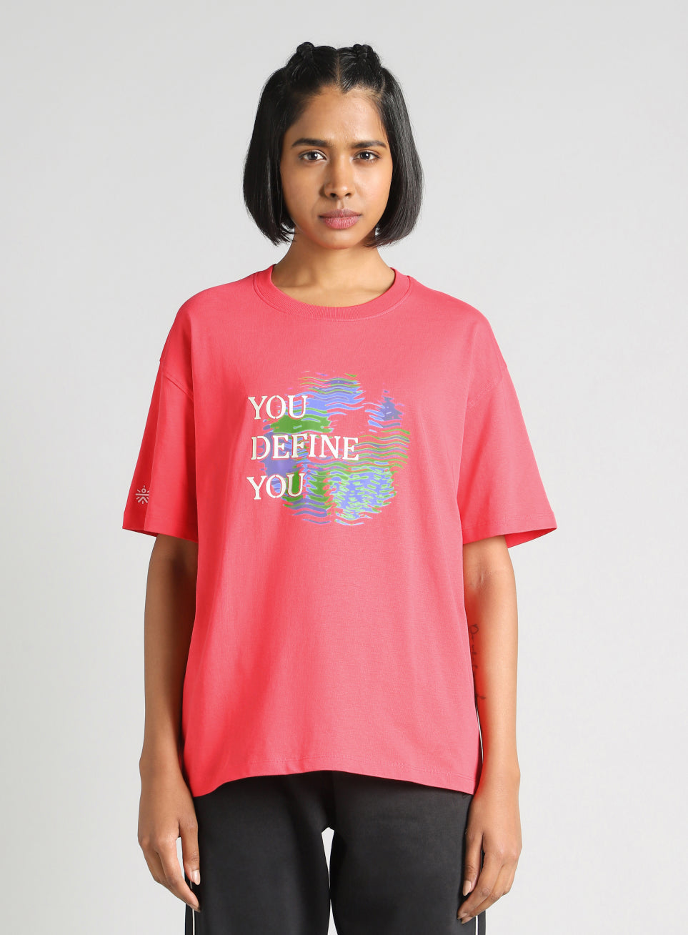 Women's Red Graphic Oversized Fit T-Shirt