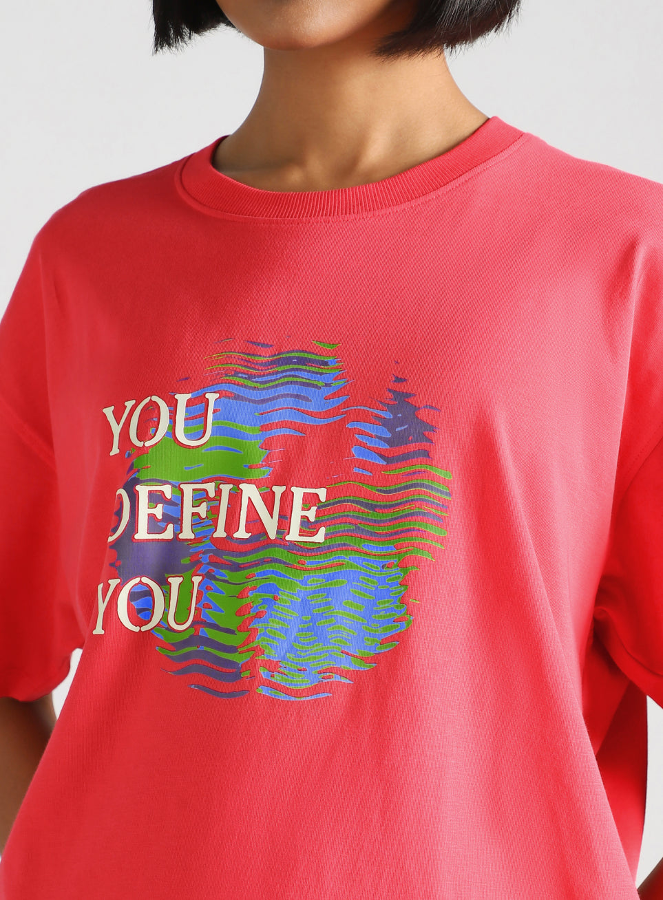 Women's Red Graphic Oversized Fit T-Shirt