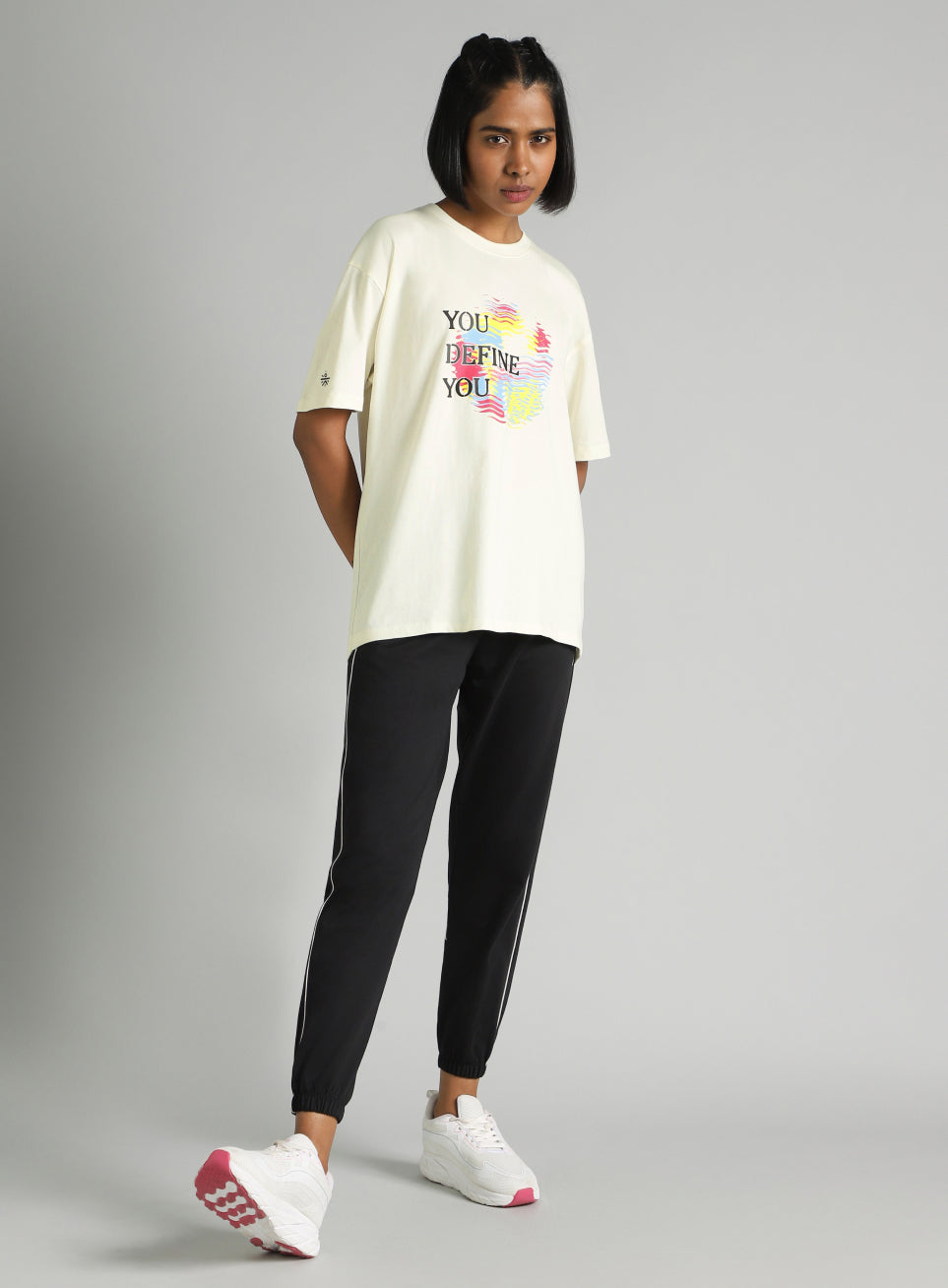 Women's Off White Graphic Oversized Fit T-Shirt