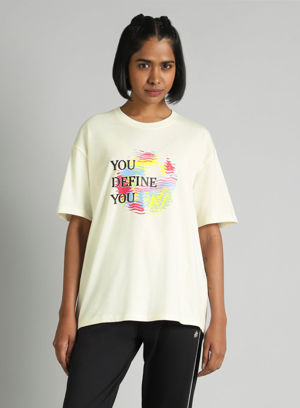 Women's Off White Graphic Oversized Fit T-Shirt