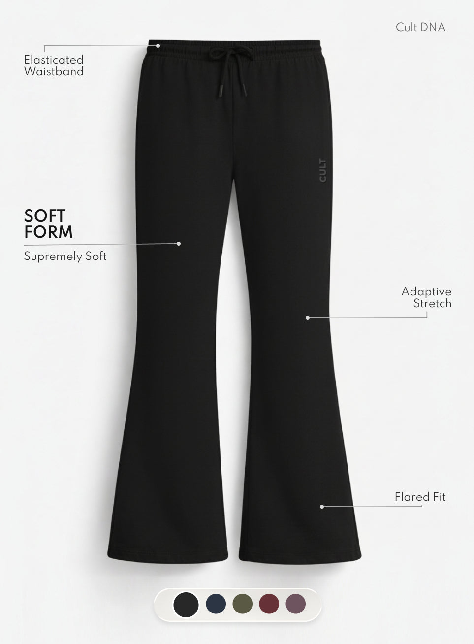 Women's Black Soft Form Flow Flared Pants