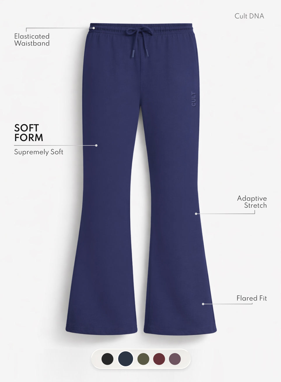 Women's Navy Soft Form Flow Flared Pants