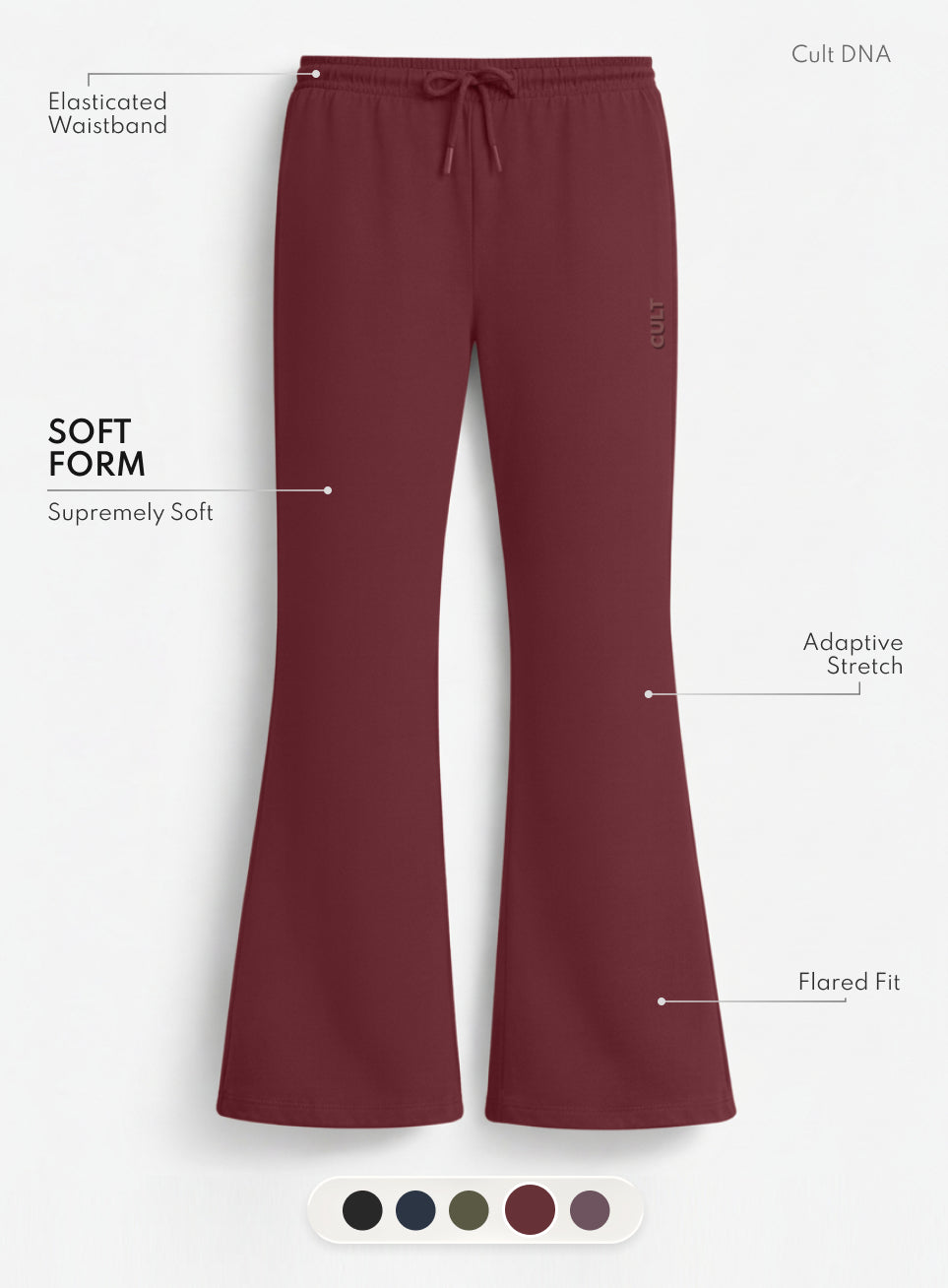 Women's Maroon Soft Form Flow Flared Pants