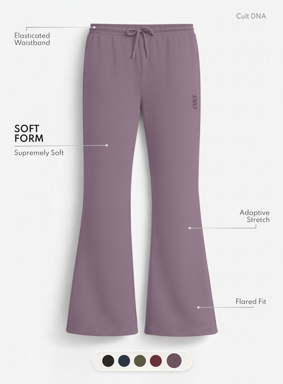 Women's Purple Soft Form Flow Flared Pants