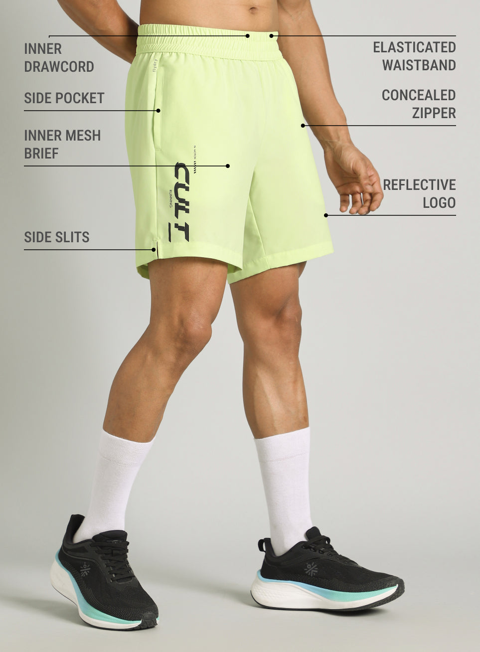 Men's Lime Motion Graphic Running Shorts