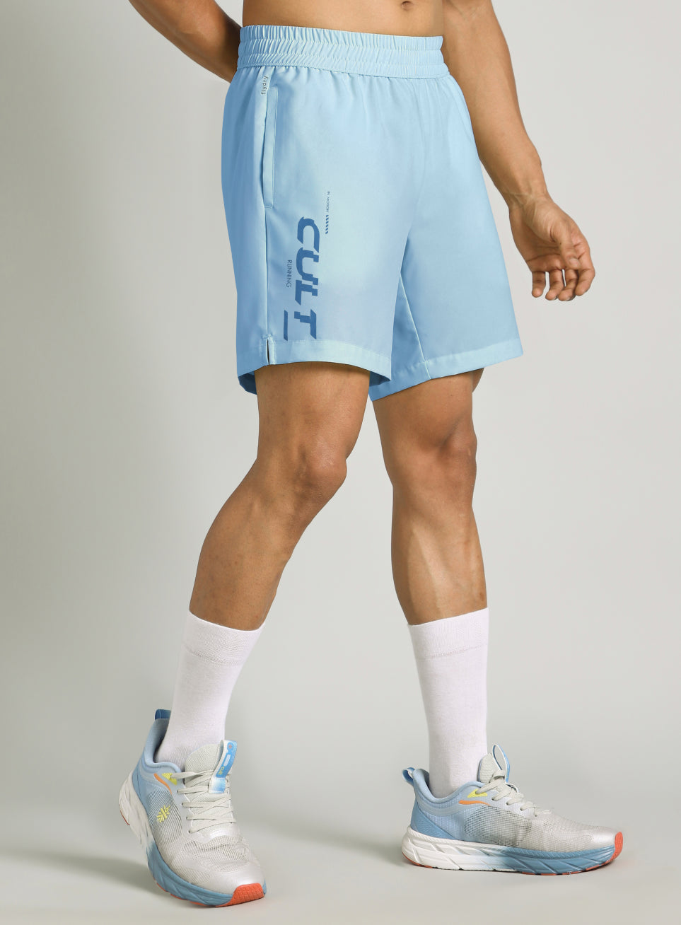 Men's Blue Motion Graphic Running Shorts