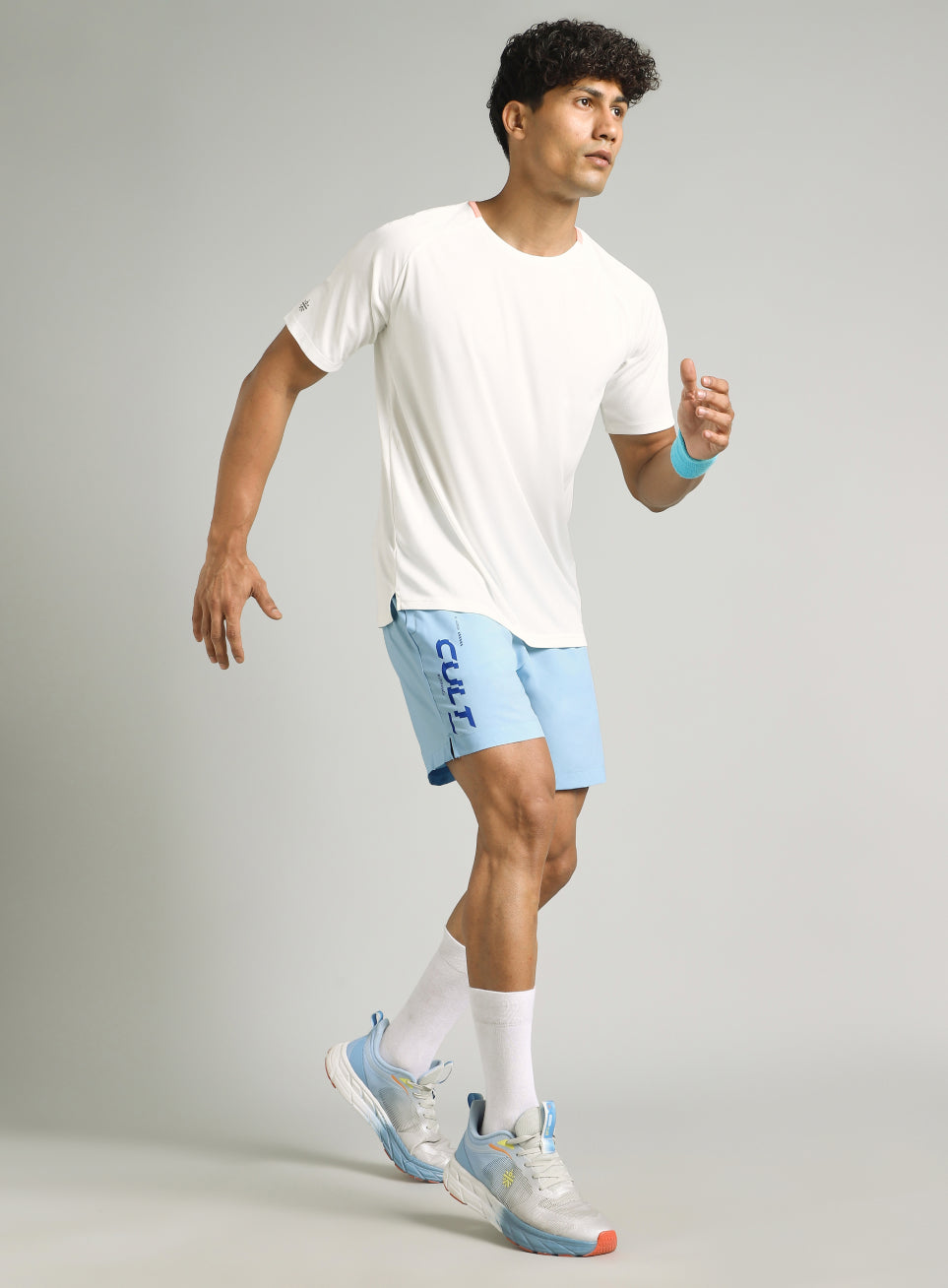 Men's Blue Motion Graphic Running Shorts