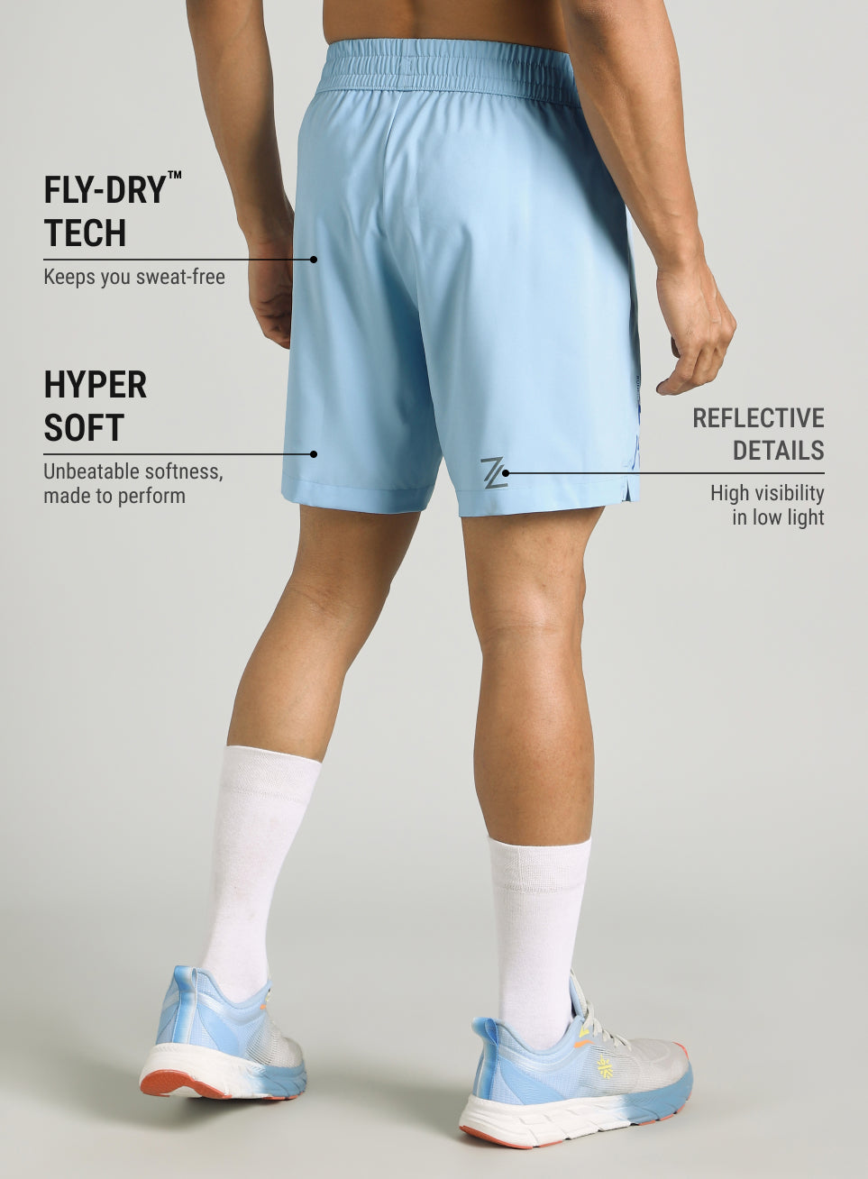 Men's Blue Motion Graphic Running Shorts