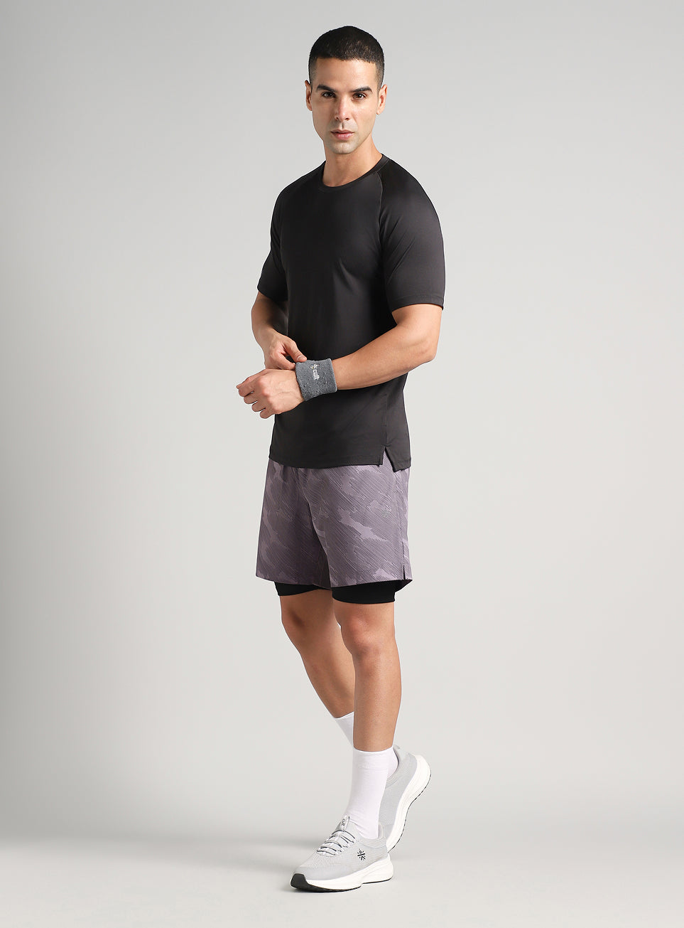 Men's Grey Urban Camo Shorts with Inbuilt Tights